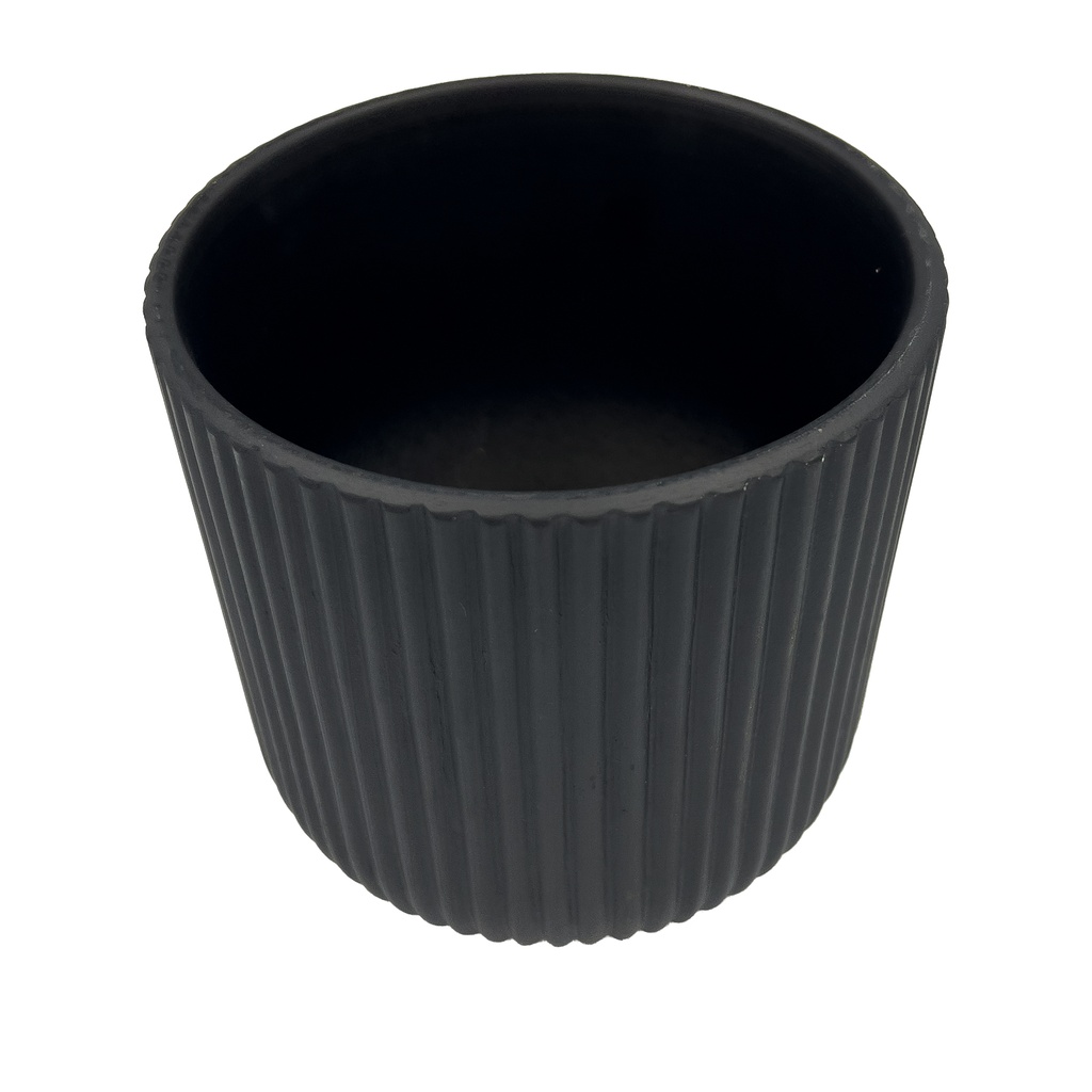 Macetero ranurado negro 14cm