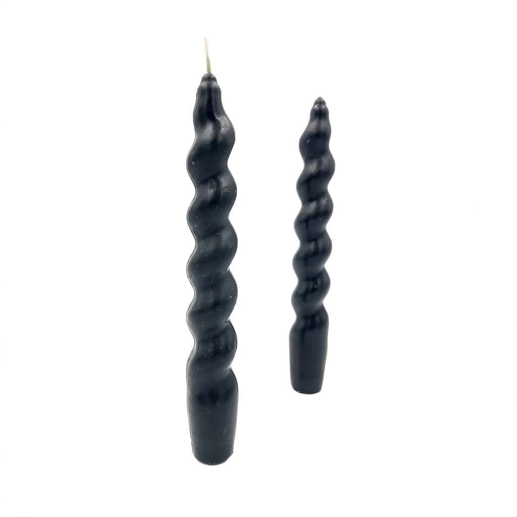 Velas torcidas negro 18cm set de 2