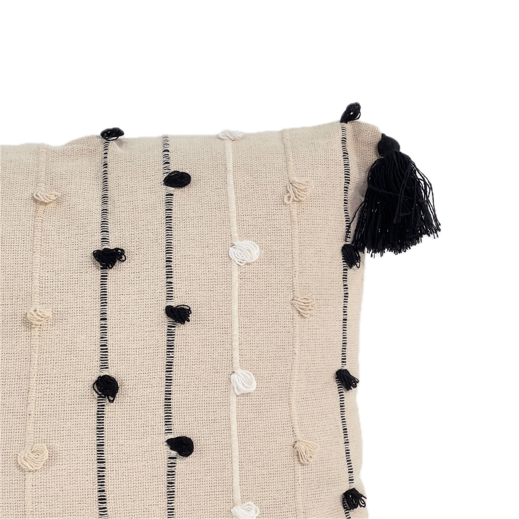 Cojín crudo líneas negras 30x50cm