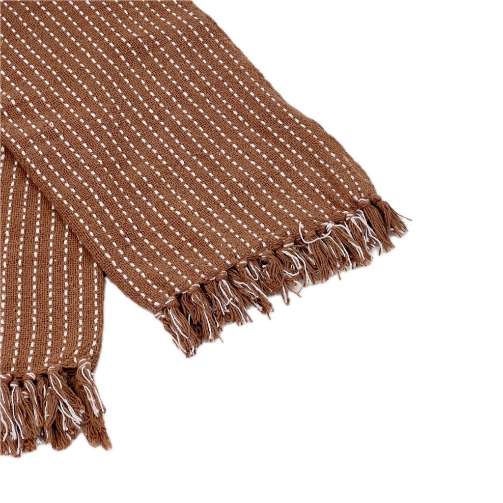 Manta algodón blanco beige 125x150cm