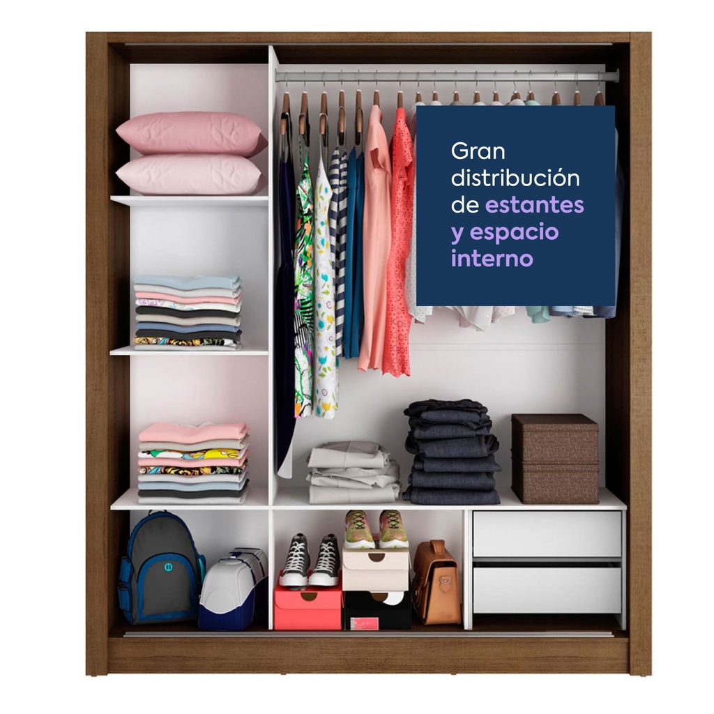Closet Lyon 3 puertas 2 cajones rustic