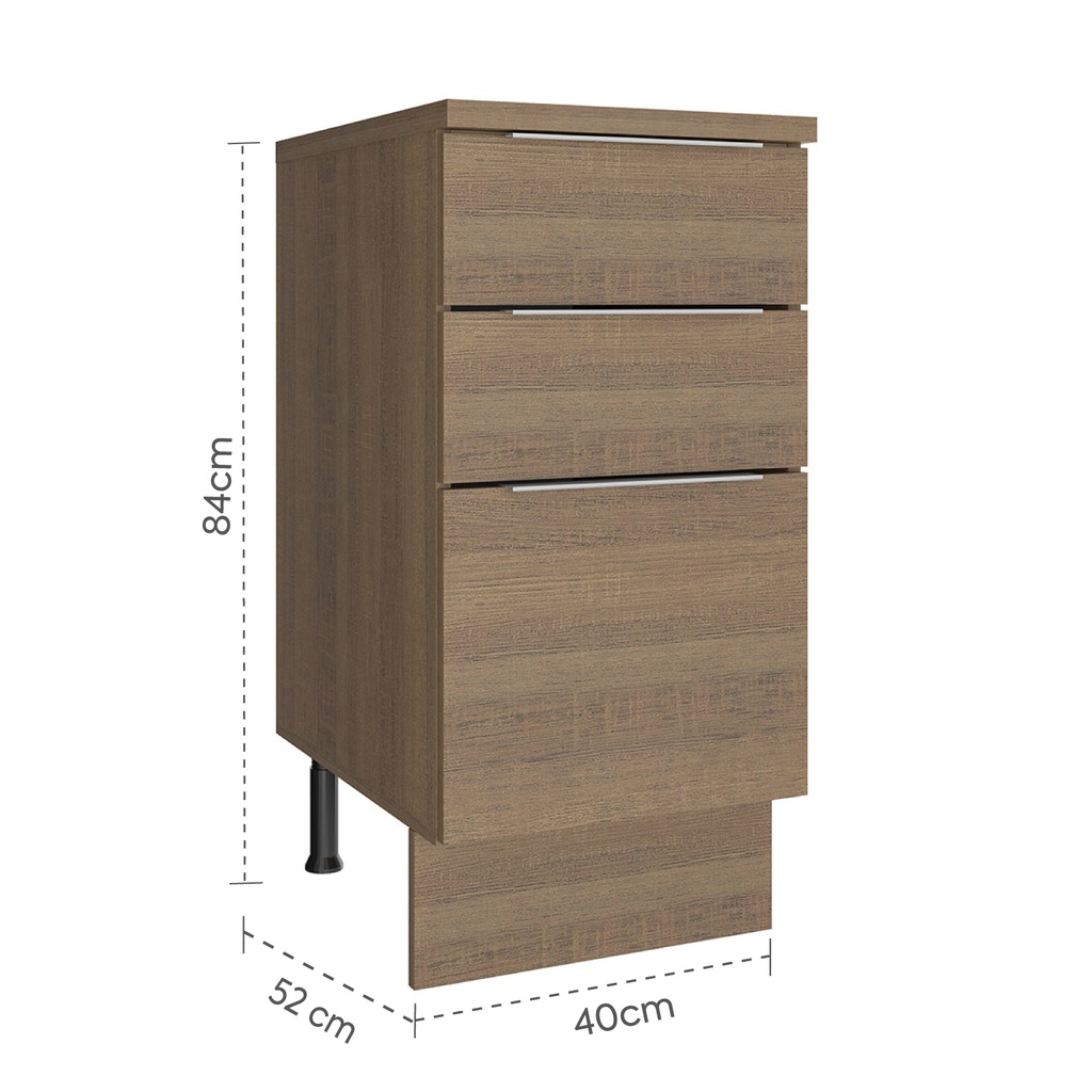 Base cocina Stella café 3 cajones 40cm
