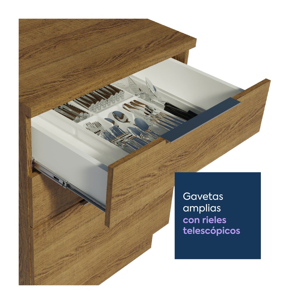 Base cocina Stella café 3 cajones 60cm