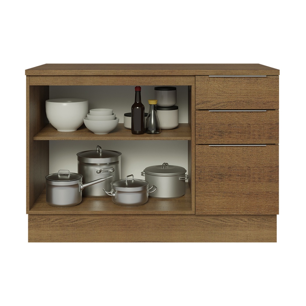 Base cocina Stella café 2 puertas 3 cajones 120cm