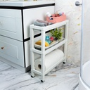 Carro plástico blanco 3 niveles 37x24,5x65,7cm