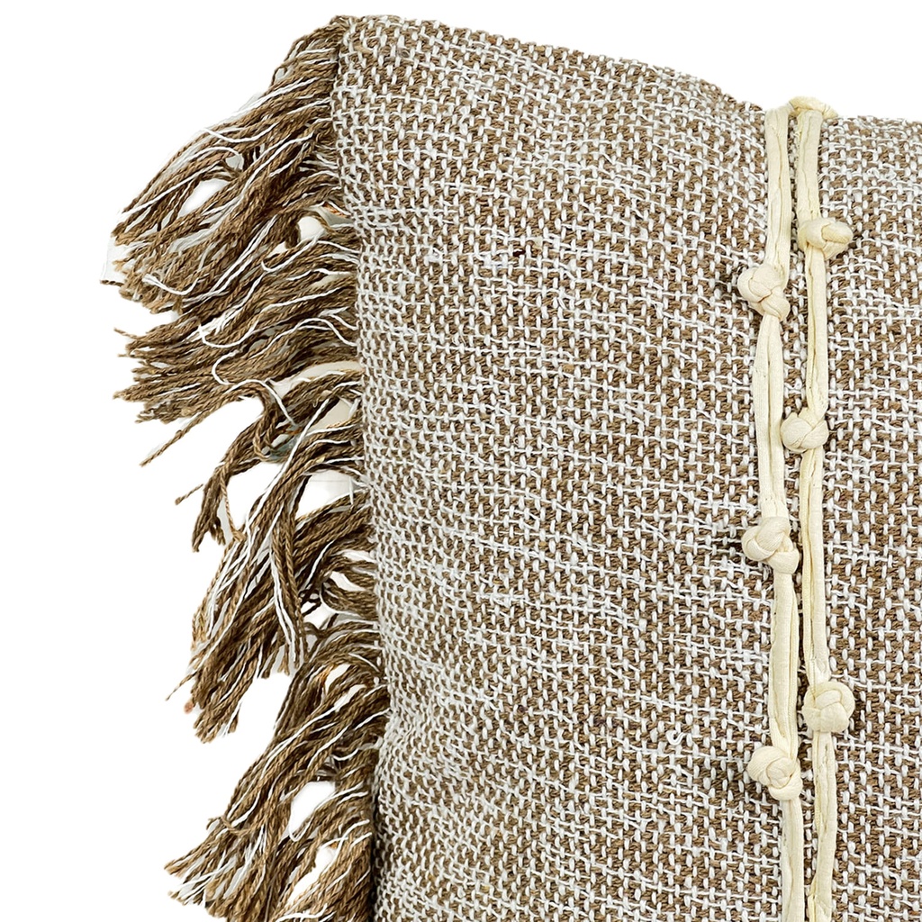 Cojín boho beige flecos 45x45cm