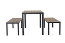 Juego comedor terraza 2 bancos Elko gris oscuro