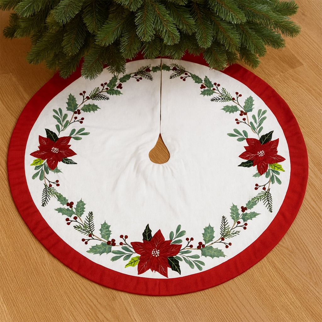 Base árbol navidad 120cm crudo flores