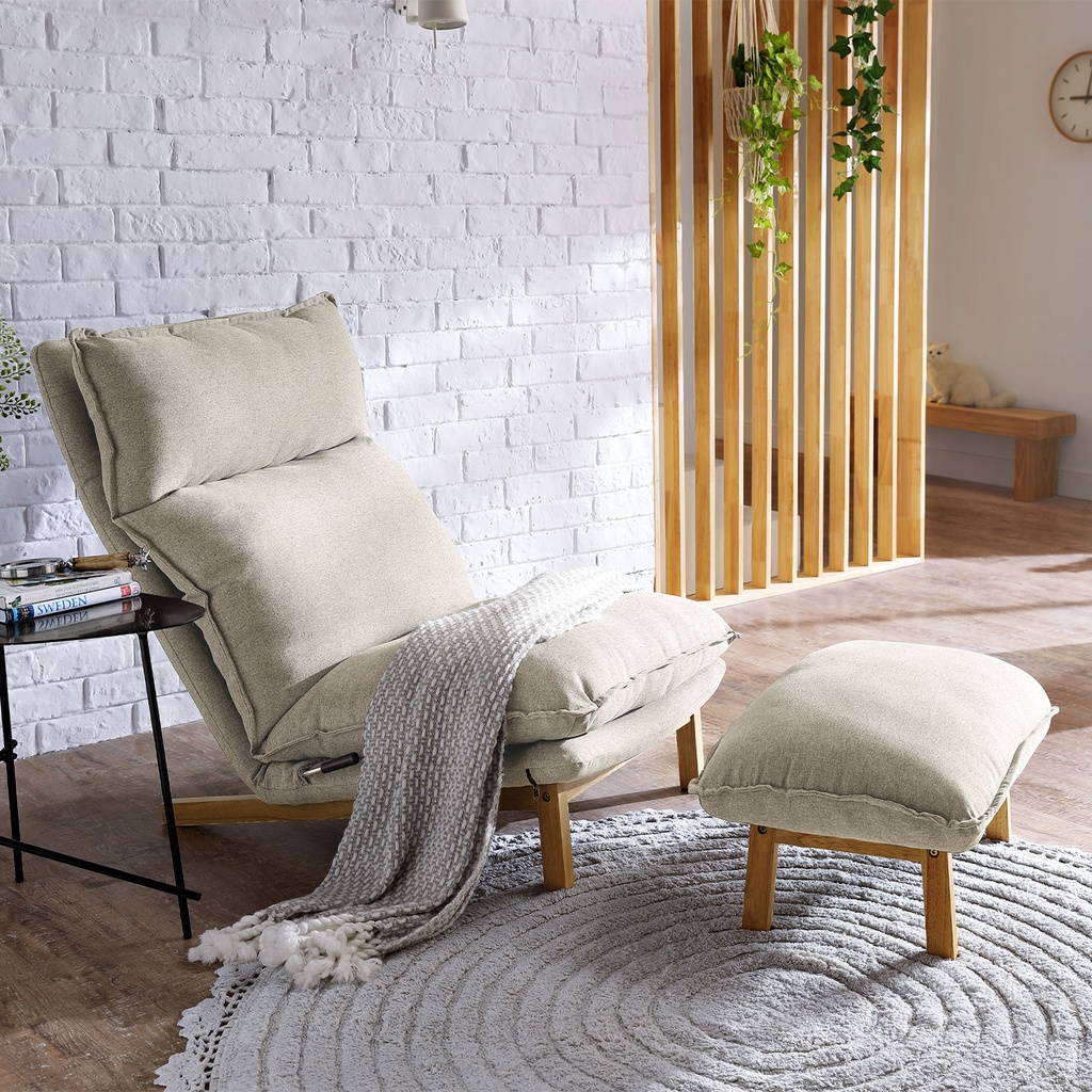 Sofá 1 Cuerpo + Ottoman Leo Beige