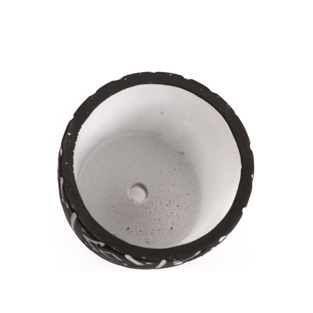 Macetero de Cemento Etnico Negro y Blanco 11cm