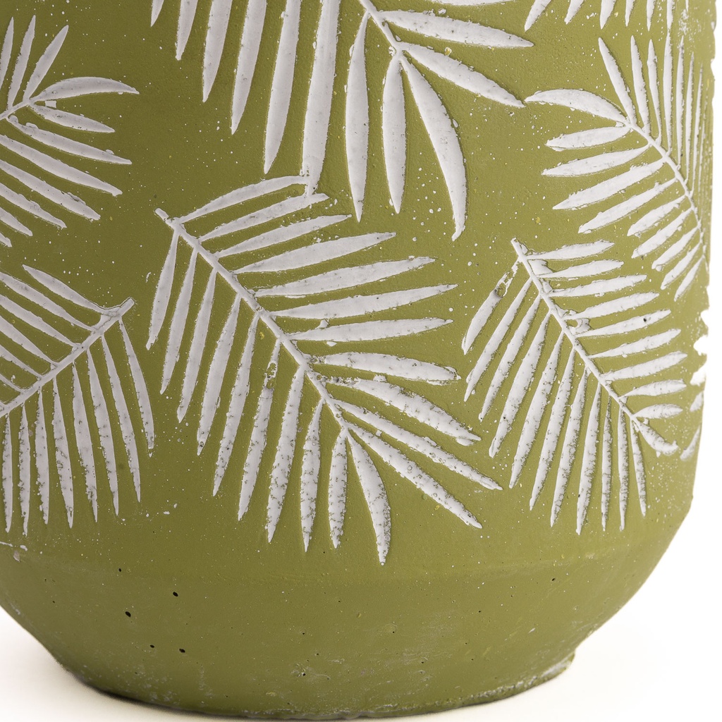 Macetero de Cemento Hojas Blancas 15cm