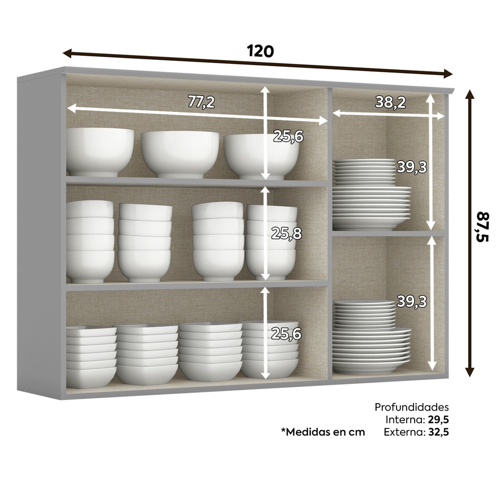 Aéreo cocina Americana gris 120cm
