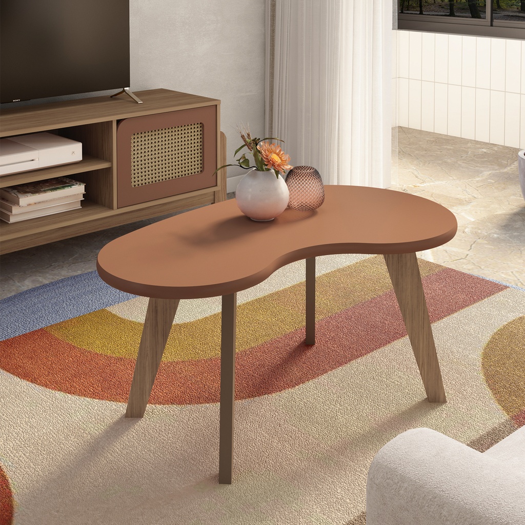 Mesa centro orgánica terracota