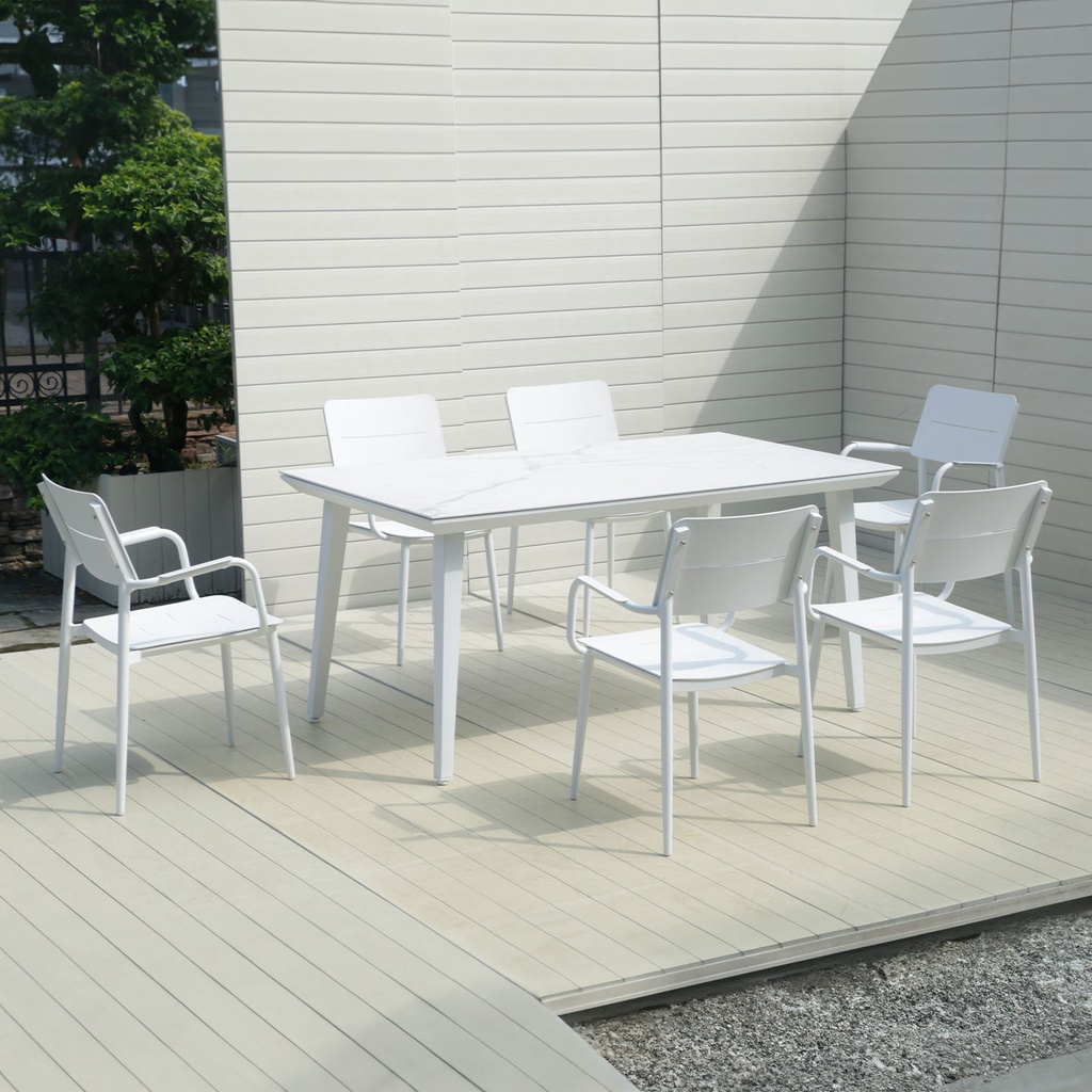 Mesa Terraza 6 sillas Granada blanco