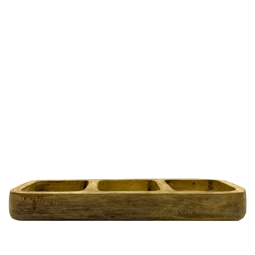 Plato triple madera tostado 29,5x10x3,5cm  