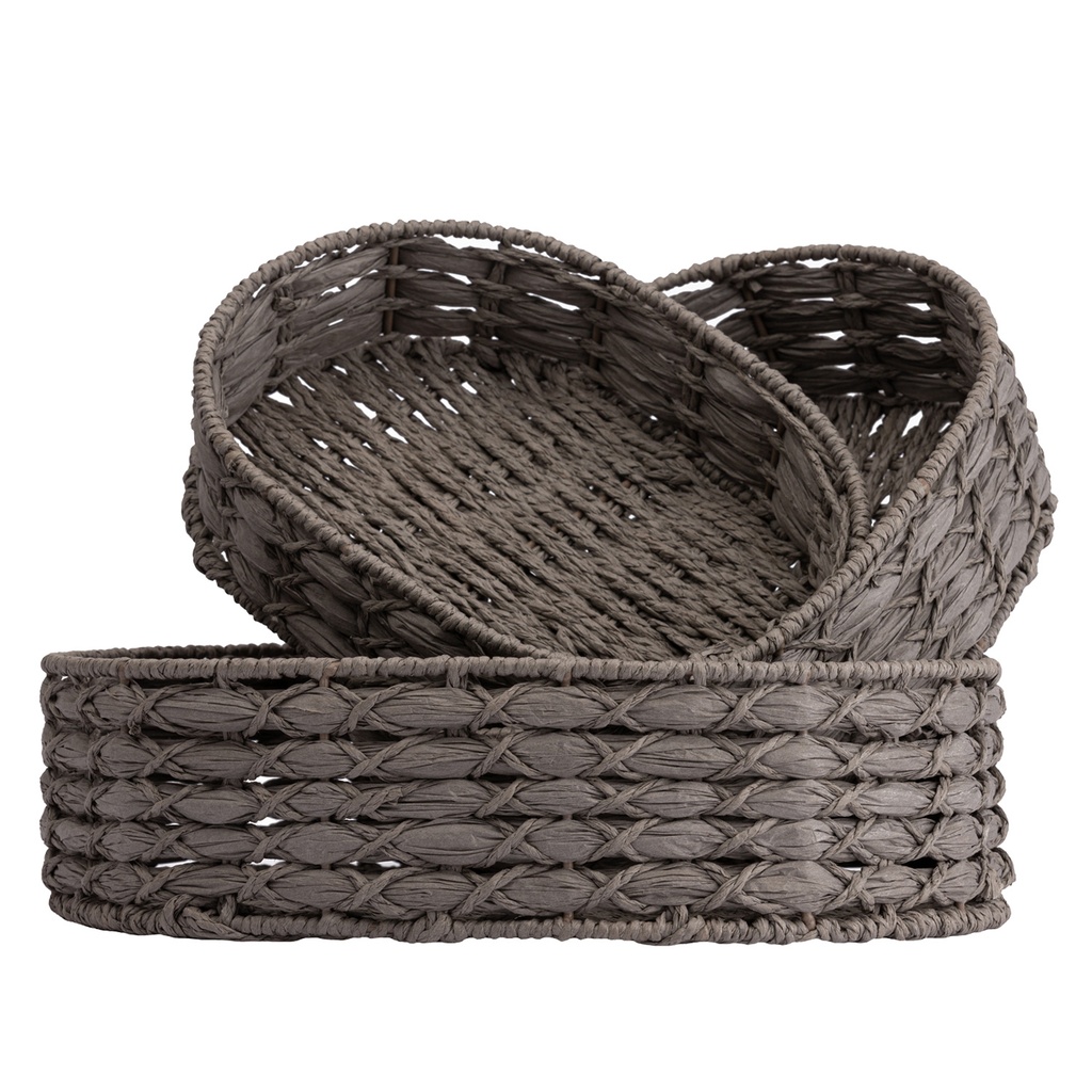 Canastos ovalados gris set de 3