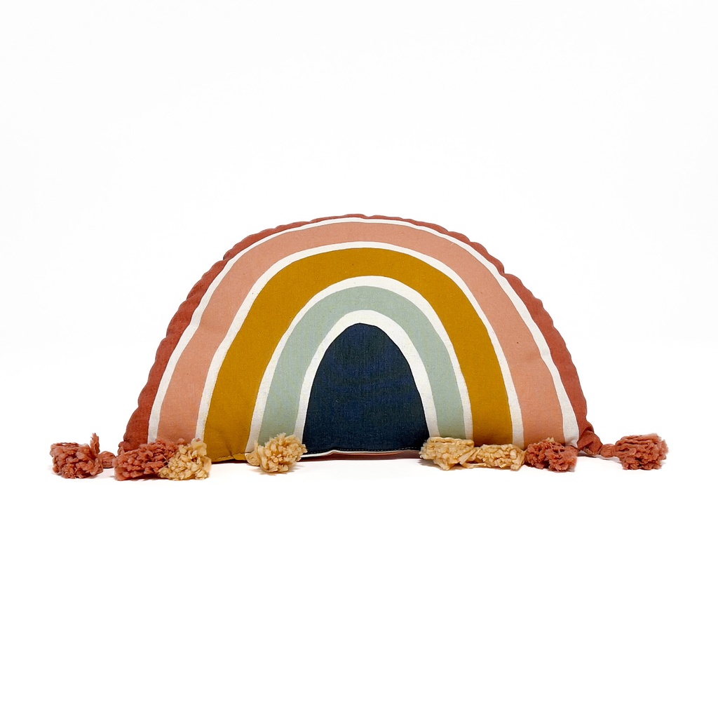 Cojín 30x50cm pompones azul arcoiris