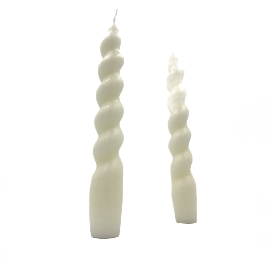 Vela larga ranurada 18cm blanco set 2 