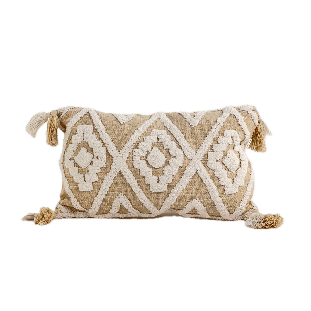 Cojín 30x50cm rombos crudo