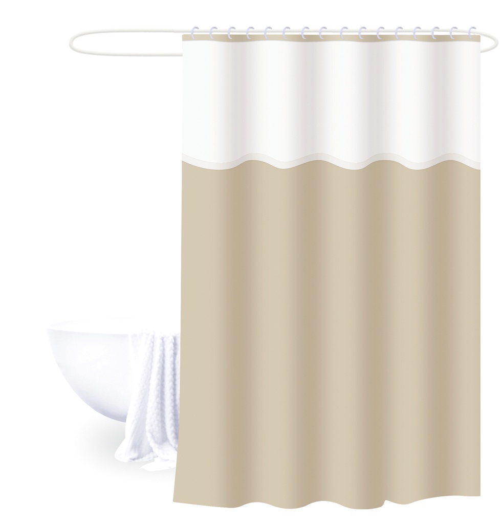 Cortina baño PEVA blanco beige 180x180cm
