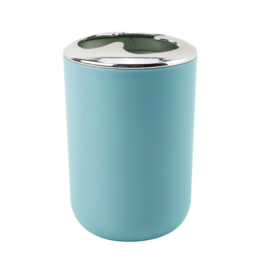 Porta cepillo dientes plástico plateado celeste