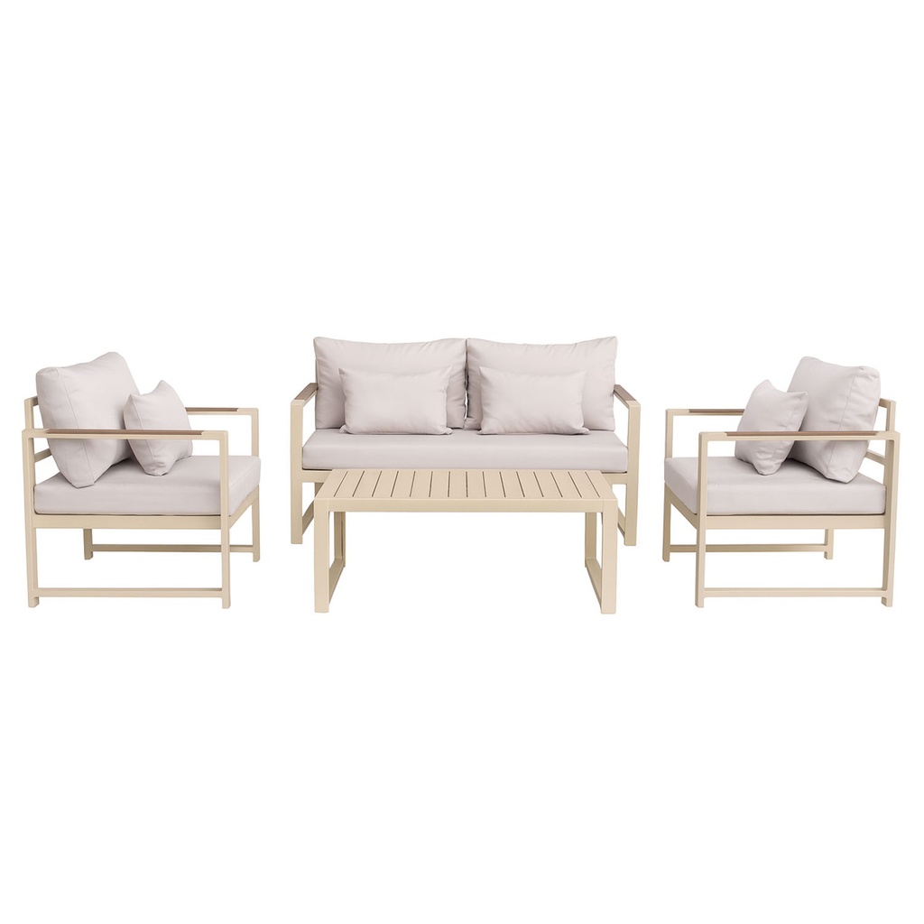 Juego living terraza Mykonos 2-1-1 beige