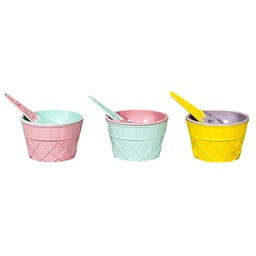 [230028199] Set 3 bowls con cuchara para helado