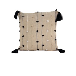 [230034240] Cojín 45x45cm líneas negras crudo