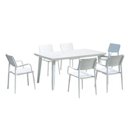 [230035376] Comedor Terraza 6 sillas Granada blanco