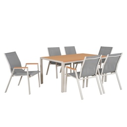 [230041016] Juego comedor terraza 6 sillas Erie champagne