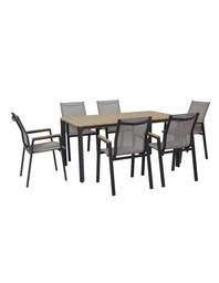 [230041019] Juego comedor terraza 6 sillas Ely gris oscuro