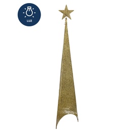 [230042196] Figura navideña 150cm 60 luces LED árbol triangular dorado